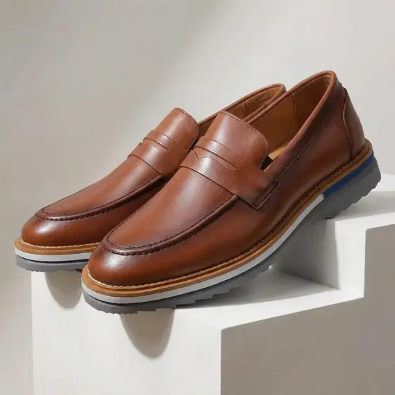 Sapato Social Masculino Mocassim Couro Confortável Palmilha Gel Sola Leve Moderna Pesponto Resistente