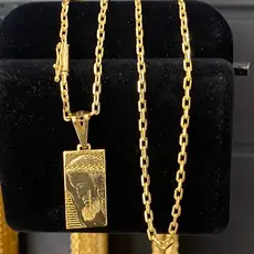 Cordão Colar Masculina Cadeado 3mm LIGA MOEDA ANTIGA com banho de OURO