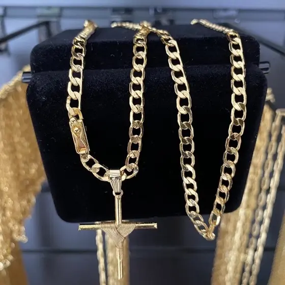 Cordão Grumet 5mm laminada Moeda antiga com 10 milésimos de banho de ouro 70 centímetros