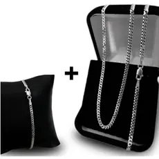Kit Cordão + Pulseira Grumet 4 mm a Prata 925 LEGITIMA