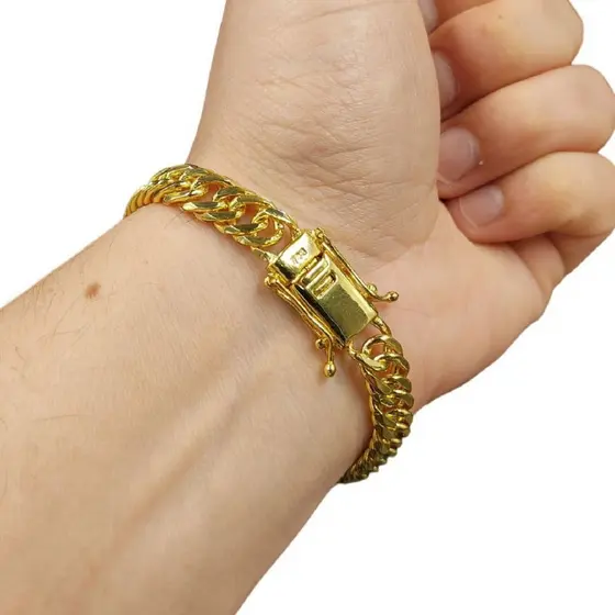 Pulseira Grumet Dupla 10 mm Banhado a OURO 18K FECHO 750