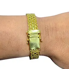 Pulseira Masculina Nino 12 mm Modelo Exclusivo Liga de Moeda Banho de Ouro 18k