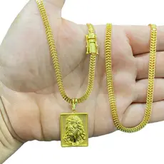 Cordão Grumet escama Dupla 6 mm LIGA DE MOEDA ANTIGA banhado a Ouro 18k Antialérgico
