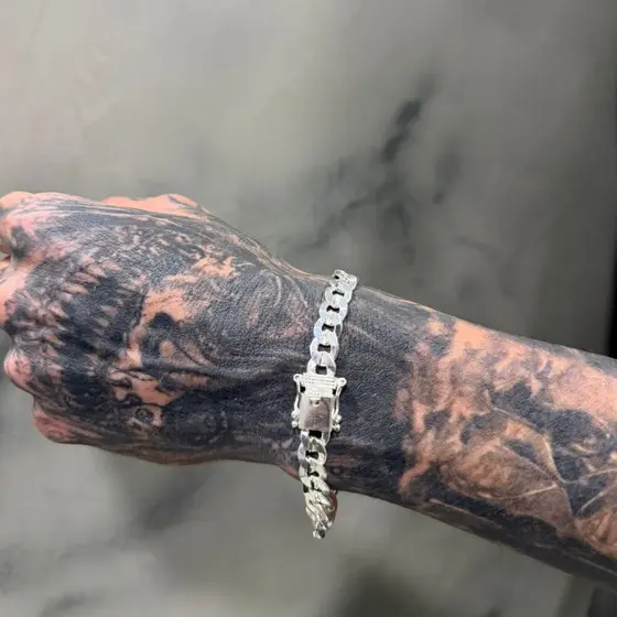 Pulseira Escama de Peixe 9 mm A Prata Legitima 925 Antialérgico - 21 cm