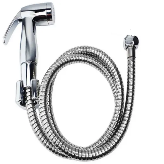 Ducha Higiênica Mangueira Flexível 1,20 Mt Com Gatilho Metal Cromado Sem Registro