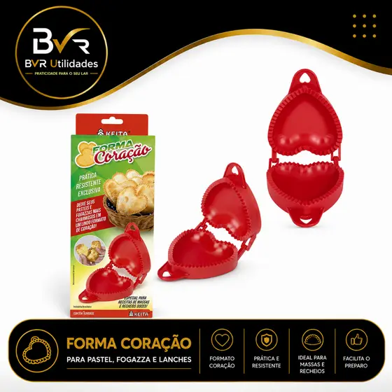 Forma Modeladora para Pastel e Fogazza Coração – Molde Prensa Recheio Fácil