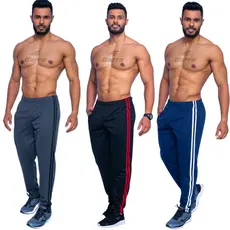Calça masculina para atividade física em academia e corrida com cordão e bolso com zíper