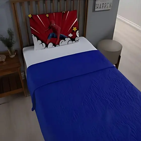 KIT COBRE LEITO + FRONHA PERSONAGEM HOMEM ARANHA 2 PÇS