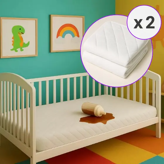 KIT 2 Capas Protetoras Branca Para Berço Impermeáveis - 1,30 x 0,70M Infantil Menino e Menina Quarto