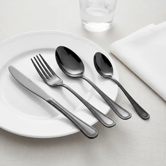 Faqueiro 24 Peças Jogo de Talheres Aço Inox Preto Faqueiros Kit Conjunto de Garfos Colher Facas Luxo