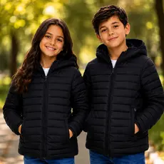 Jaqueta Puffer Infantil Masculino Pelinhos e Touca Inverno Frio Intenso