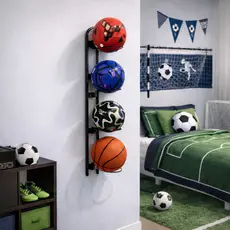 SUPORTE BOLA DE FUTEBOL BASQUETE E VÔLEI PARA 4 BOLAS DE PAREDE ORGANIZADOR REFORÇADO