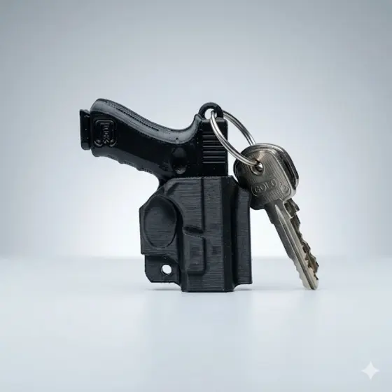 Chaveiro Pistola Com Coldre Funcional Porta Chaves Pratico E Seguro