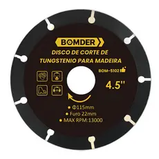 Disco de Corte Madeira Tungstenio Furo 22mm Diametro 115mm Cortes Precisos