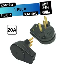 Plugue Prensa Cabo Preto 20a 2 P+T Maciço Radial 1501.117