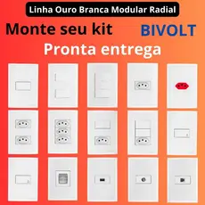 Tomada Interruptor 10A 20A Linha Ouro Branca Modular RADIAL Tomada Apagador Paralelo Simples