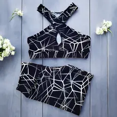 Conjunto Fitness Short E Top Roupa De Academia Estampado Feminino