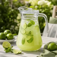 Jarra de Vidro Com Tampa P/ Água Suco Drinks 1600ML Restaurante Cozinha
