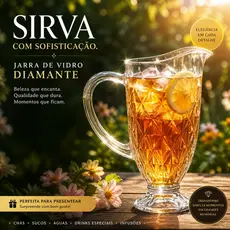 Jarra De Água Suco Vinho Vidro Diamond 1.2L Drinks Diamante Chá Bar Buffet Restaurante