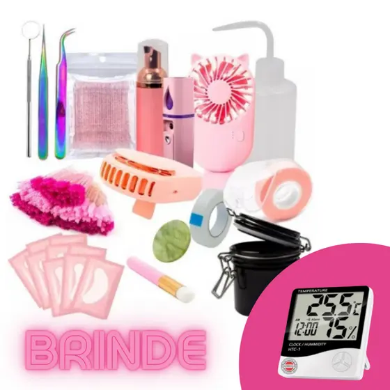 Kit Completo p/ iniciante em extensão de lashes + termômetro