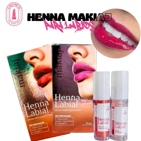 Henna Labial Makiaj Sérum Vitamina E Ácido Hialurônico e Colágeno