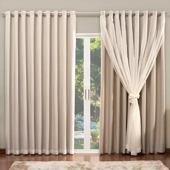 Cortina Blackout com Voil em tecido - 5,00mx2,70alt. - Para decoração de quarto e sala