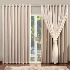 Cortina Blackout com Voil em tecido - 5,00mx2,70alt. - Para decoração de quarto e sala