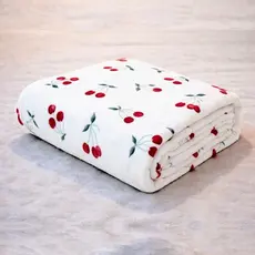Manta Cobertor Casal Queen Cama Decorativa Cerejas Poliéster Macio Antialérgico Inverno