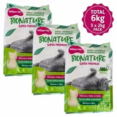 Areia Higiênica De Mandioca Para Gatos Wisecat 2kg kit 3Un