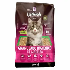Granulado Areia Higiênica De Madeira Para Gatos IpetWoods 2kg