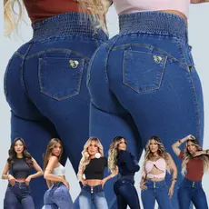 Calça Feminina Jeans premium modeladora lipo com Lycra modelo Cintura Alta Empina Bumbum Skinny
