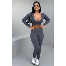 Lancamento  Conjunto feminino Calça e Cropped  Canelado Anarruga