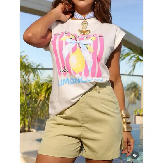 Camiseta Feminina Estampa Limão Make Limoncello Estilo Verão – Casual e Fashion