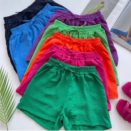 Kit 3 Short feminino Duna, Short com elástico.