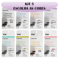 Kit 5 Hennas Glance Para Sobrancelhas Rare Way 100% Natural