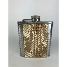 Antiguidade - Cantil De Bolso Zenith Inox Polido Imitação Couro de Cobra