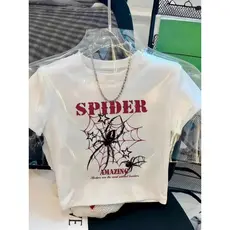 Cropped Aranha Street Estiloso Blusinha 100% Algodão Moderna Moda Urbana
