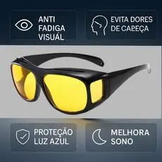 Óculos Visão Noturna Lentes Amarelas Sobrepor Ciclismo Pescas para Motoristas e Pesca – Ideal para Uber, 99 e Mais