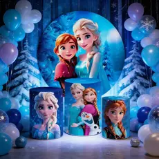 Kit Capa de Painel Trio de Cilindro Painel de Mesa Princesas do Gelo