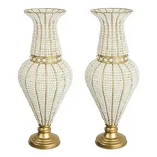 Vaso De Pedraria Jarros Festa Casamento Conde Argola Cristal Perola 60cm 2 Peças