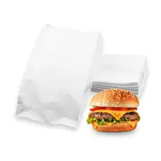 50 Saco Saquinho Papel Lanche Hamburguer Pão Carne Maluca Mini Hot Dog Festa Branco  9x12