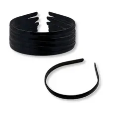Kit 12 Tiara Arco Arquinho Plástica Encapar Customizar Preta 10mm/1cm Encapar/forrar