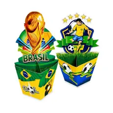 02 Enfeite Mesa 3D Copa do Mundo Jogo Futebol Festa Decoração Cachepot