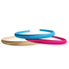 03 Arquinho Cetim Colorido Tiara Plástica Multicores Encapada 10mm