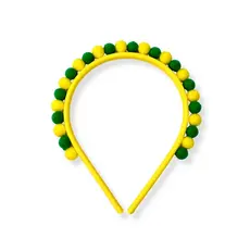 01 Arco Cabelo Tiara Copa Mundo Brasil Pompom Acessório 10mm