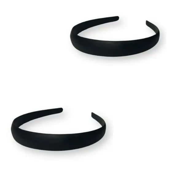 Kit 12 Tiara Arco Arquinho Plástico Forrar/Encapar/Costumizar Abaulada Lisa Preta - 20mm / 2cm