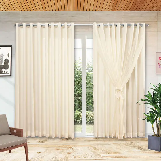 Cortina 6,00 x 2,70 para varão microfibra com voil Grande Para janela de Sala Quarto apartamento