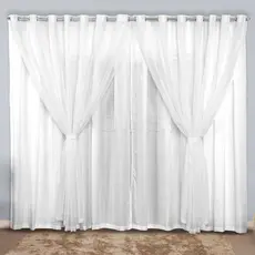 Cortina Luxo 3 Metros Microfibra Com Voil para varão simples - Cortina Para janela de Sala ou Quarto