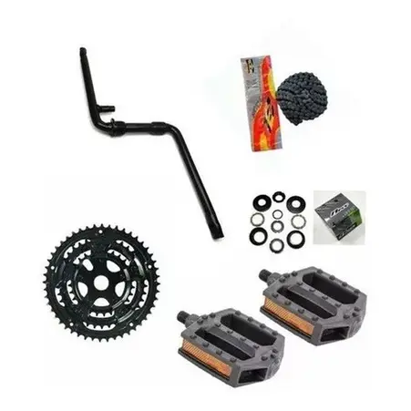 KIT PEDIVELA COMPLETO COM COROA, PEDAIS, CORRENTE E MOVIMENTO CENTRAL 45MM