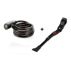 KIT ACESSÓRIOS PARA BIKE COM CADEADO TRAVA E DESCANSO LATERAL